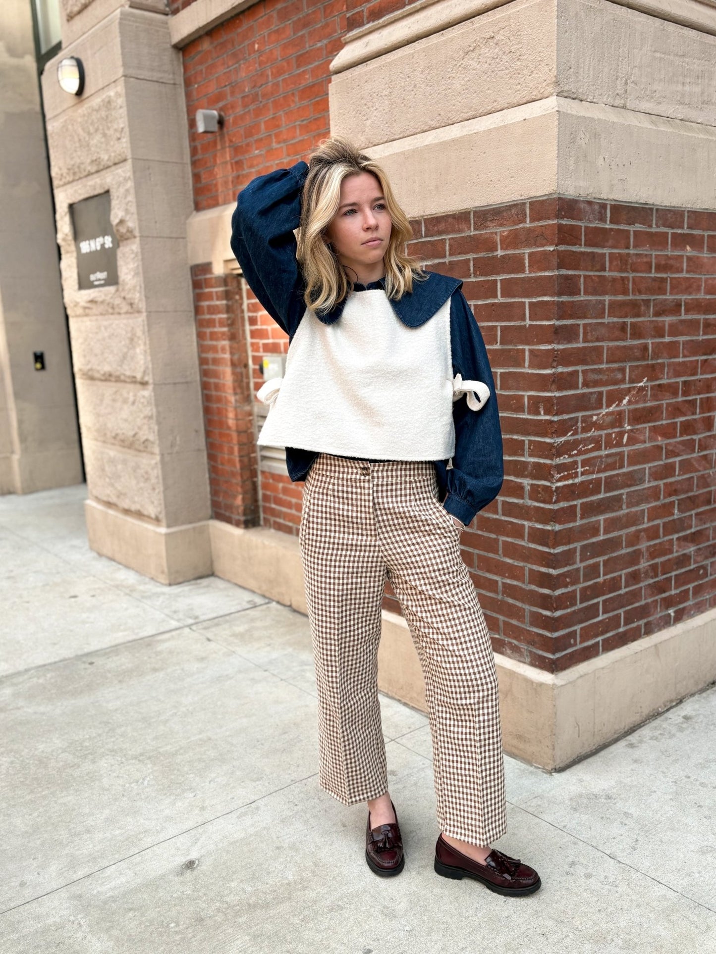 Pantalon vichy camel