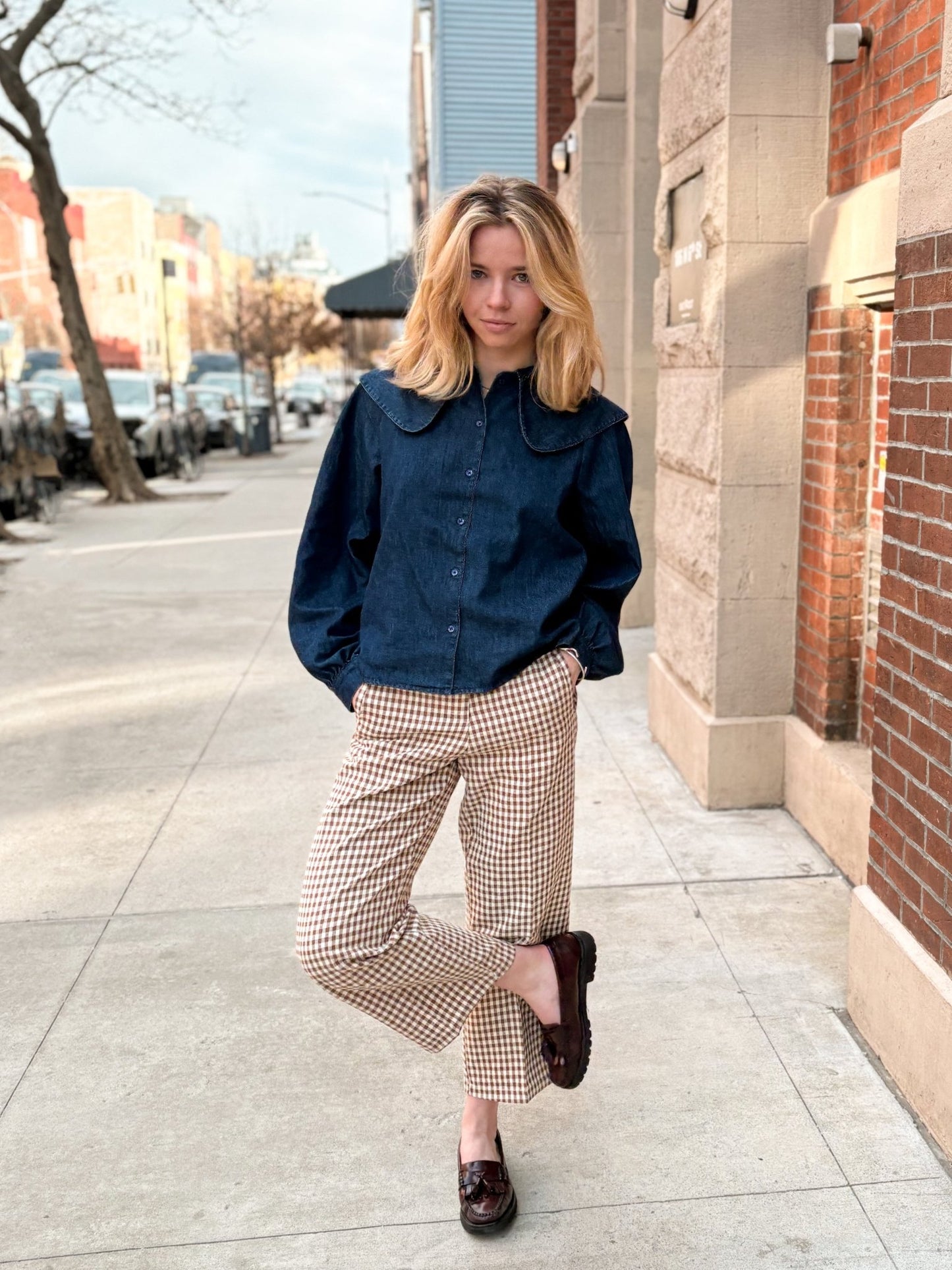 Pantalon vichy camel