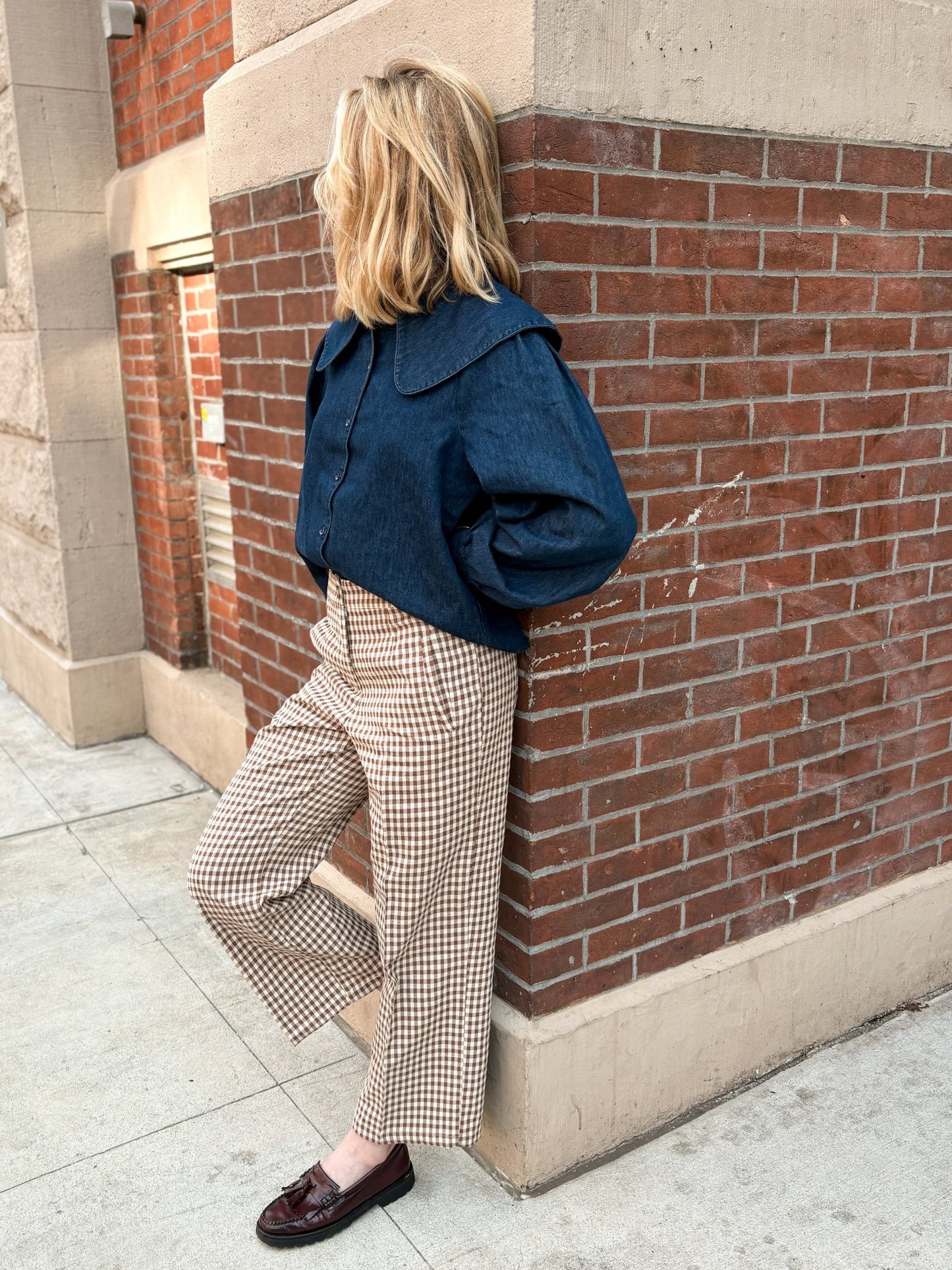 Pantalon vichy camel