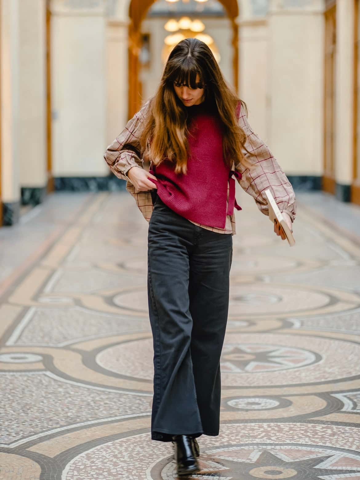 Pull à nouer bordeaux