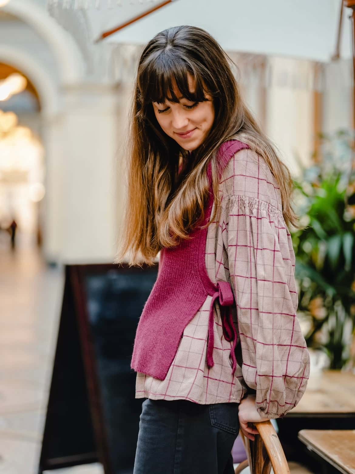 Pull à nouer bordeaux