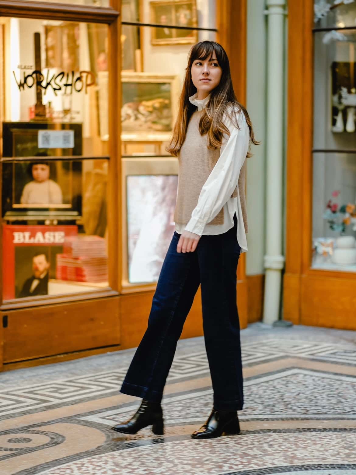 Pull plastron beige