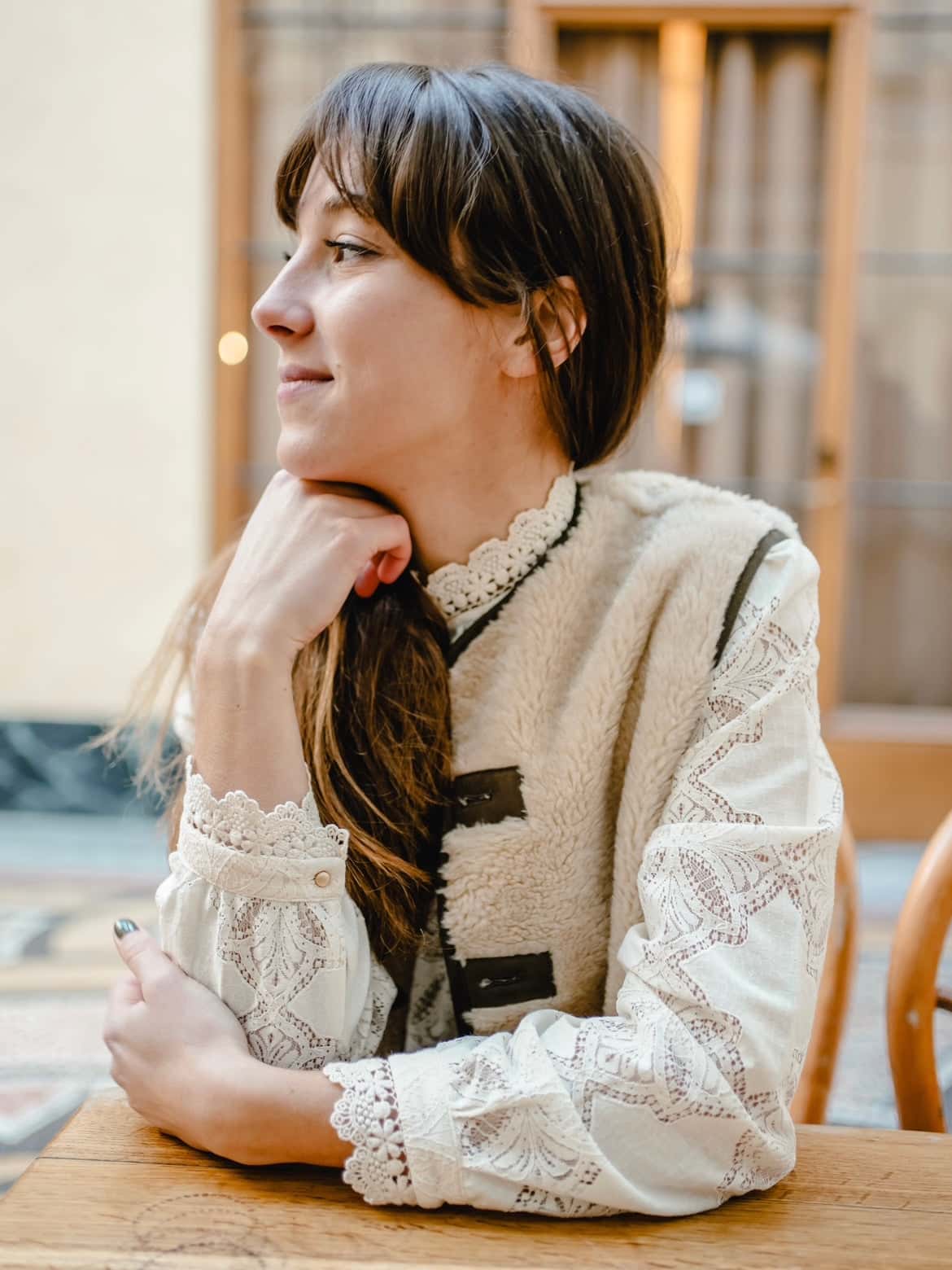 Veste fourrure et daim
