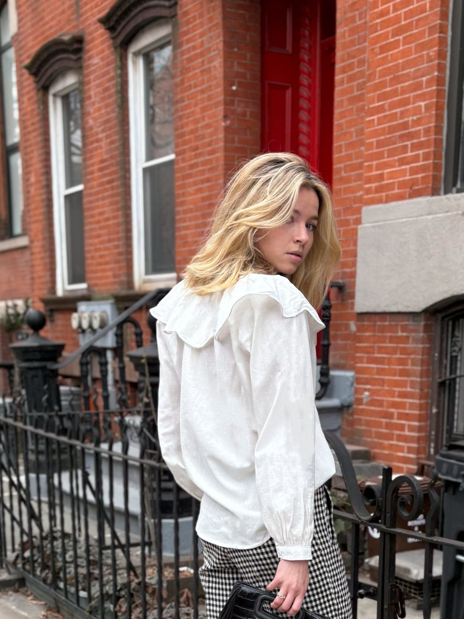 Blouse col claudine blanche