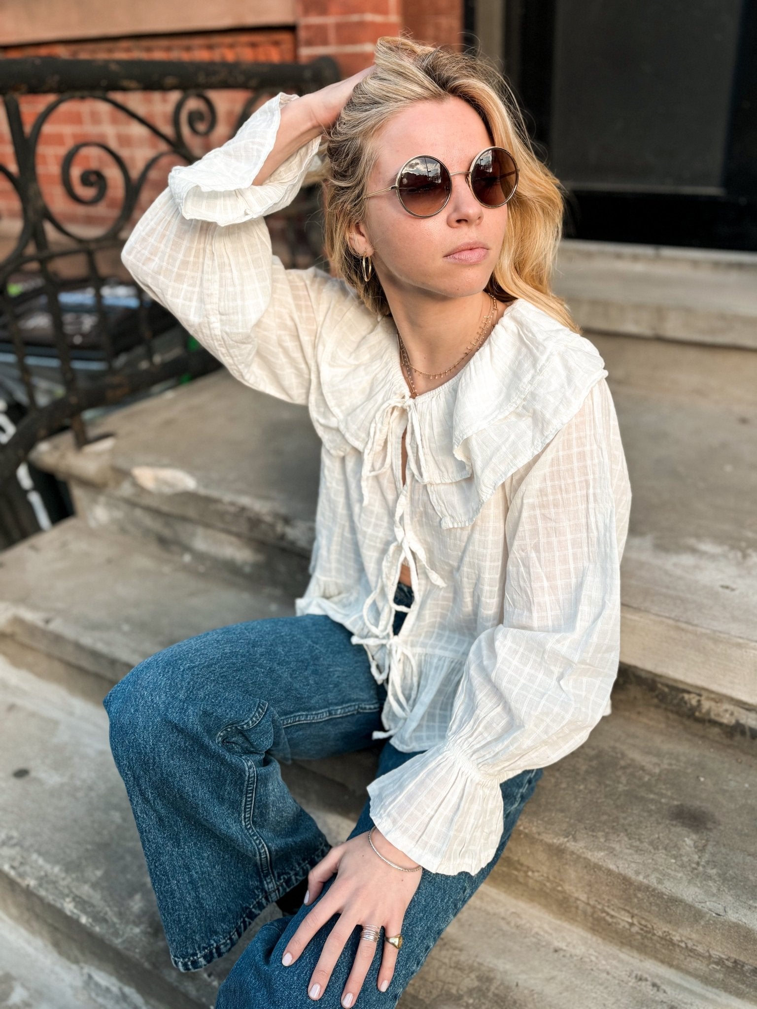 Blouse blanche à volants