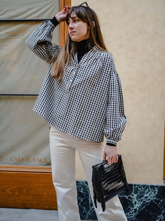 Blouse Sixine vichy noir et blanc