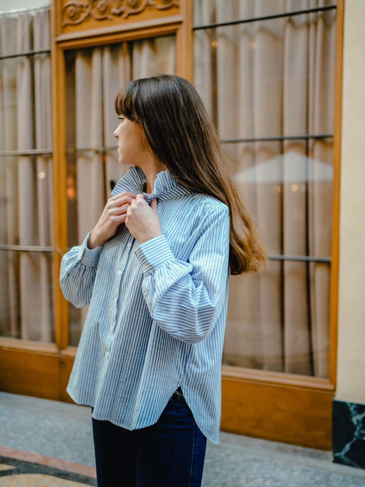 Chemise rayée bleu et blanc