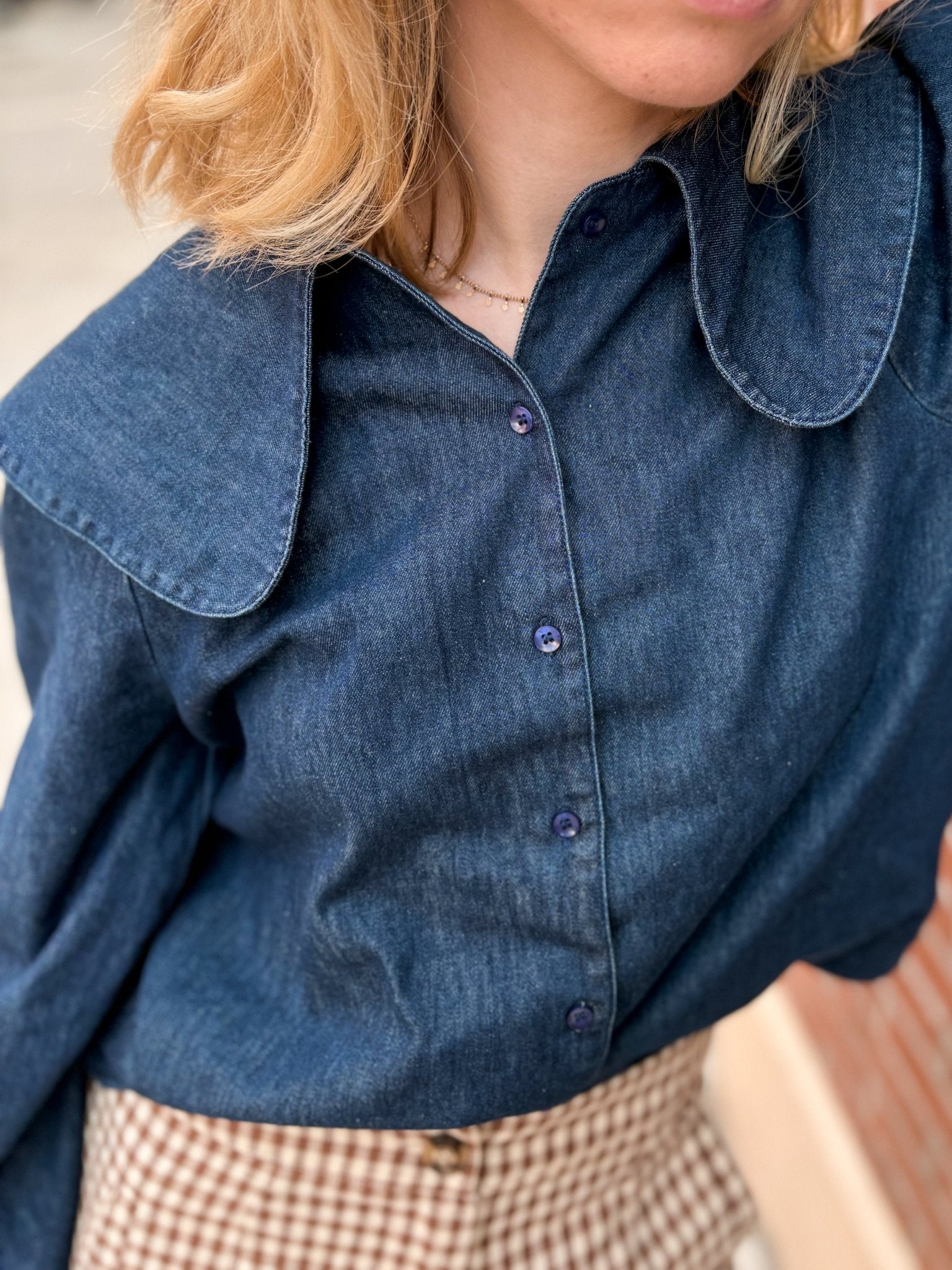 Chemise jean col claudine
