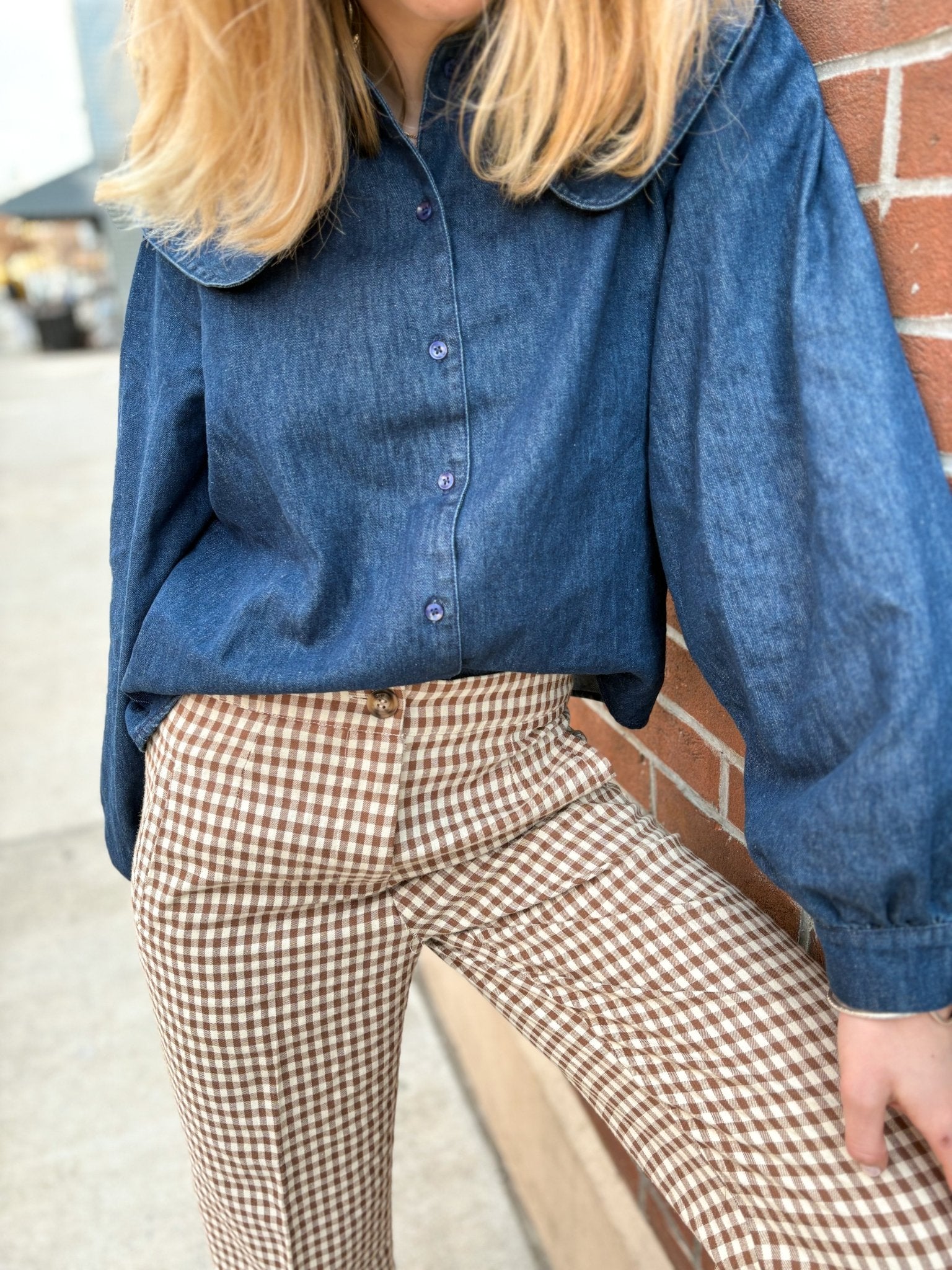 Chemise jean col claudine