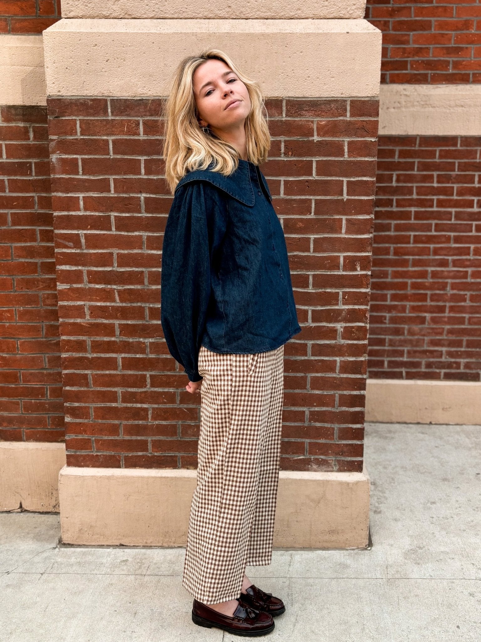 Pantalon vichy camel