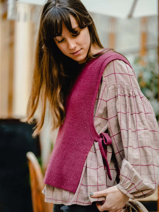 Pull à nouer bordeaux